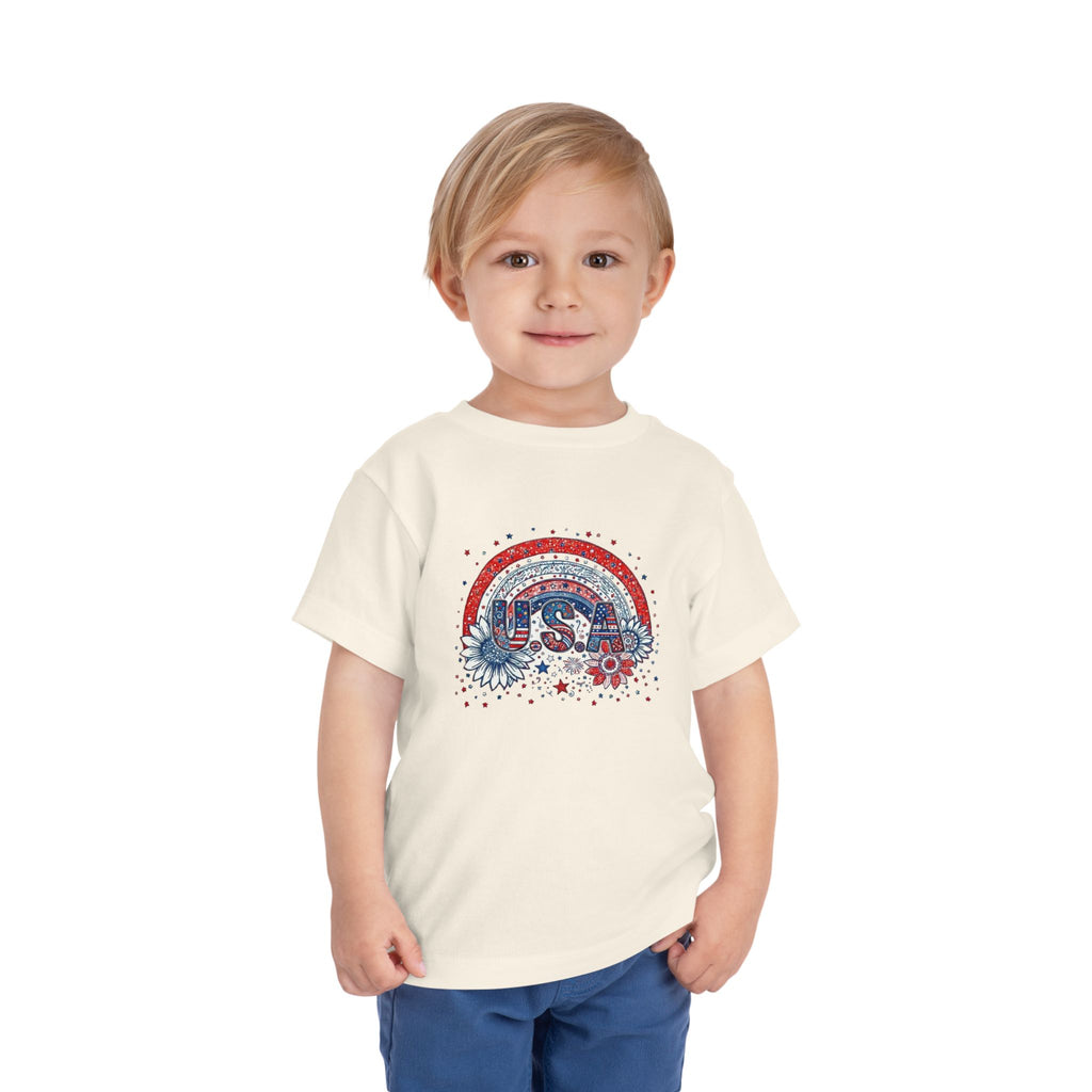 Toddler Tee — USA Rainbow Floral Patriotic 4th of July Shirt