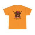 Highland Cow Floral Tee — "Easily Distracted by Cows" Cute Cow Graphic T-Shirt