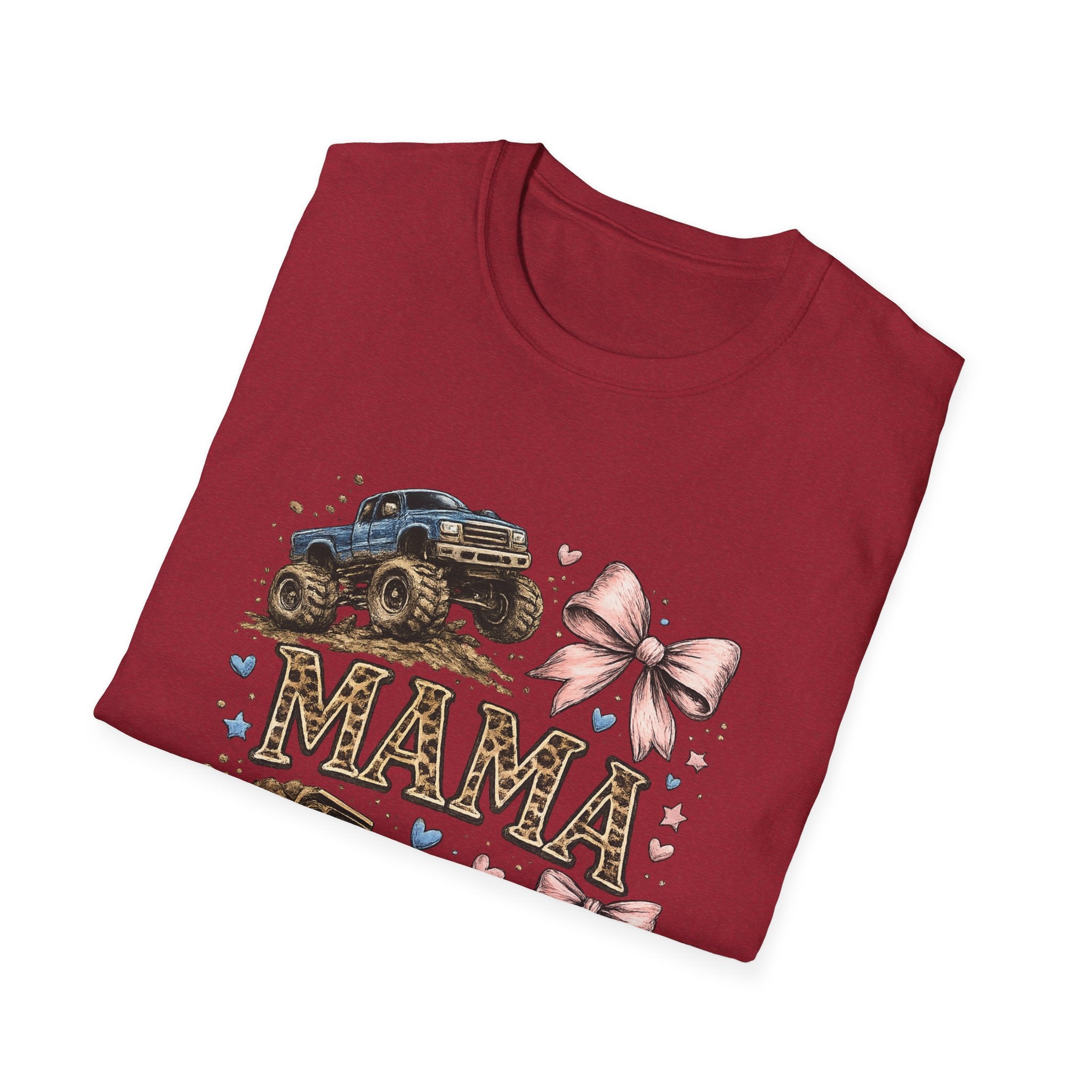 Mama Jeep & Ballet Shoes T-Shirt — 'MAMA' Graphic Tee with Trucks, Bows & Ballet Slippers