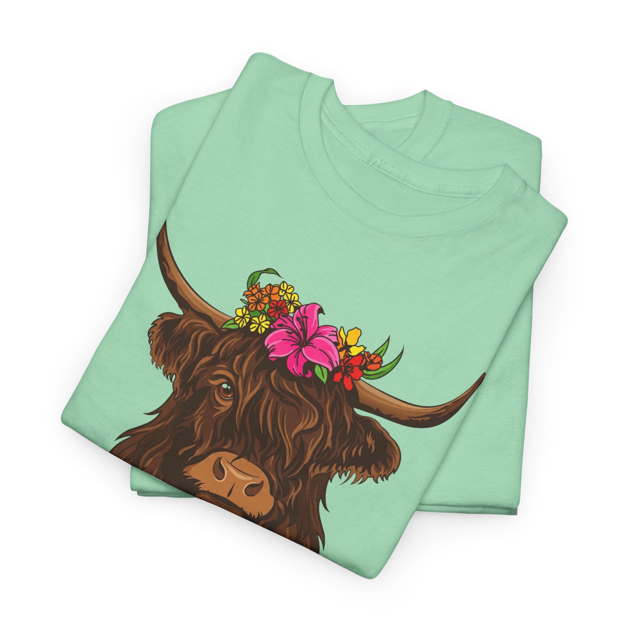 Highland Cow Floral Tee — "Easily Distracted by Cows" Cute Cow Graphic T-Shirt
