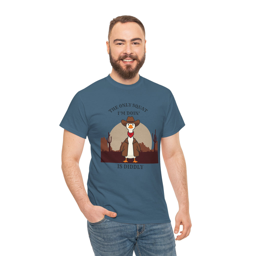 Cowboy Ferret Graphic Tee — "The Only Squat I'm Doin' Is Diddly" Cute Western Animal T-Shirt