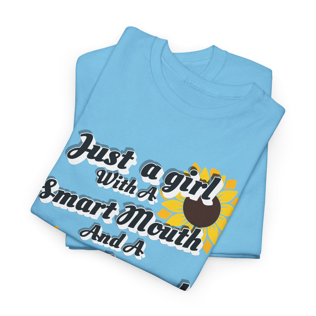 Cornbread Accent T-Shirt – "Just a Girl with a Smart Mouth and a Cornbread Accent" Sunflower Graphic