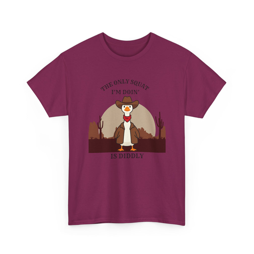 Cowboy Ferret Graphic Tee — "The Only Squat I'm Doin' Is Diddly" Cute Western Animal T-Shirt