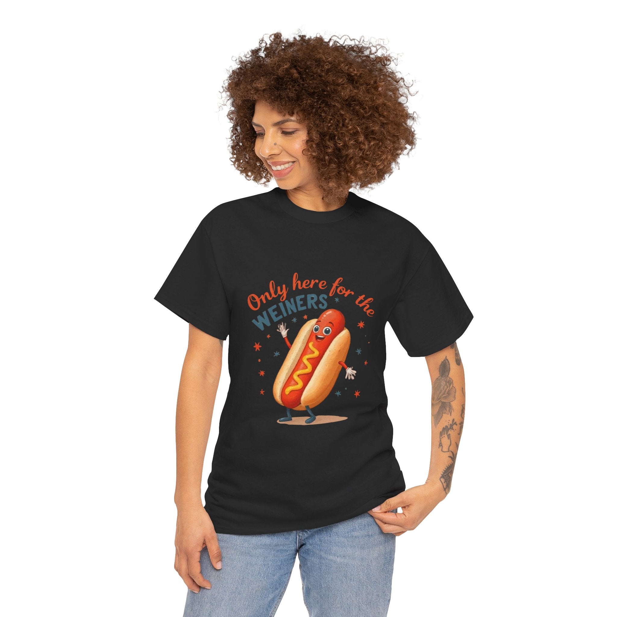 Funny Hot Dog Tee — "Only Here for the Weiners" Graphic T-Shirt