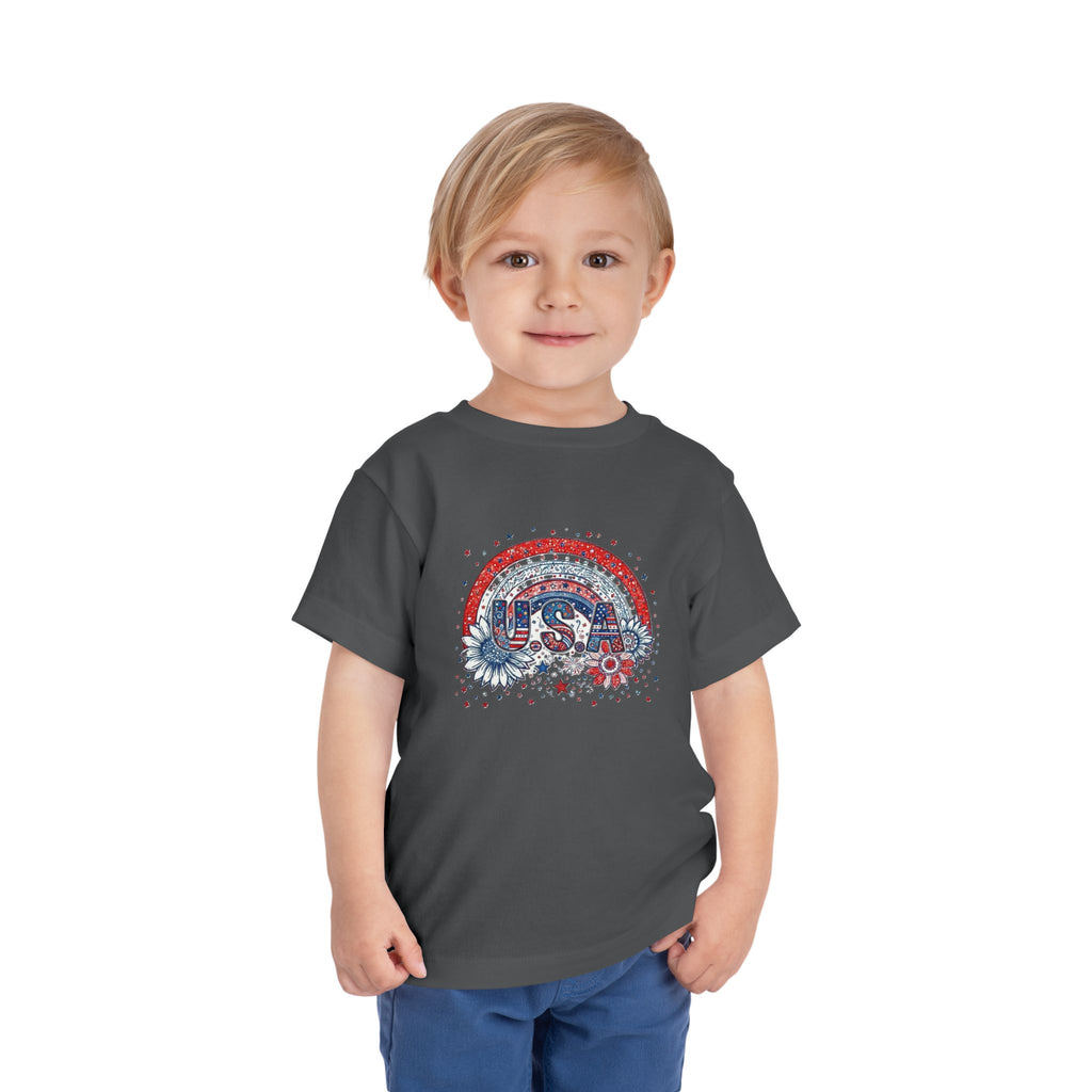 Toddler Tee — USA Rainbow Floral Patriotic 4th of July Shirt