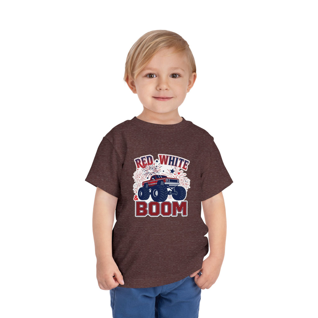 Toddler Tee - "Red, White & Boom" Monster Truck 4th of July Shirt