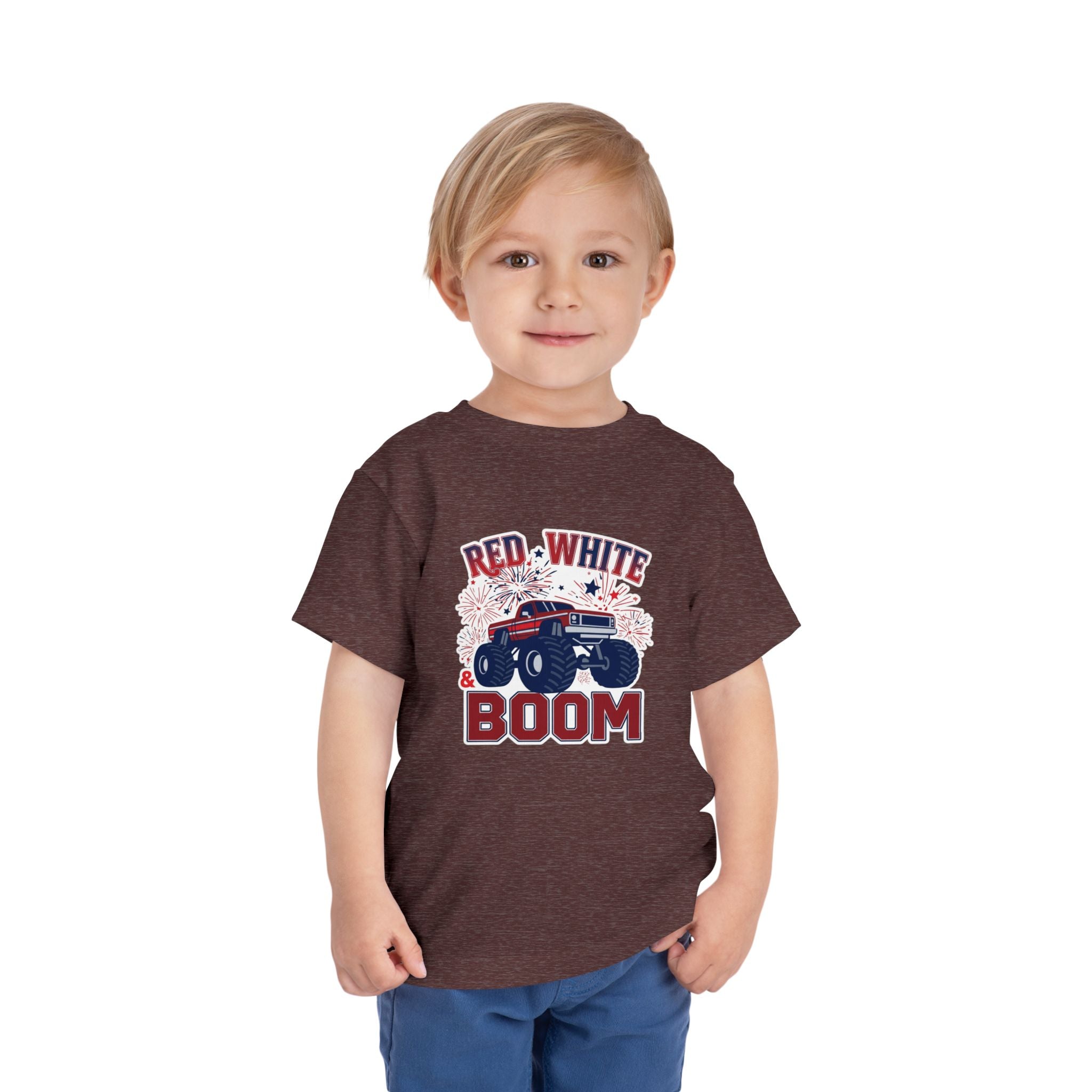 Toddler Tee - "Red, White & Boom" Monster Truck 4th of July Shirt