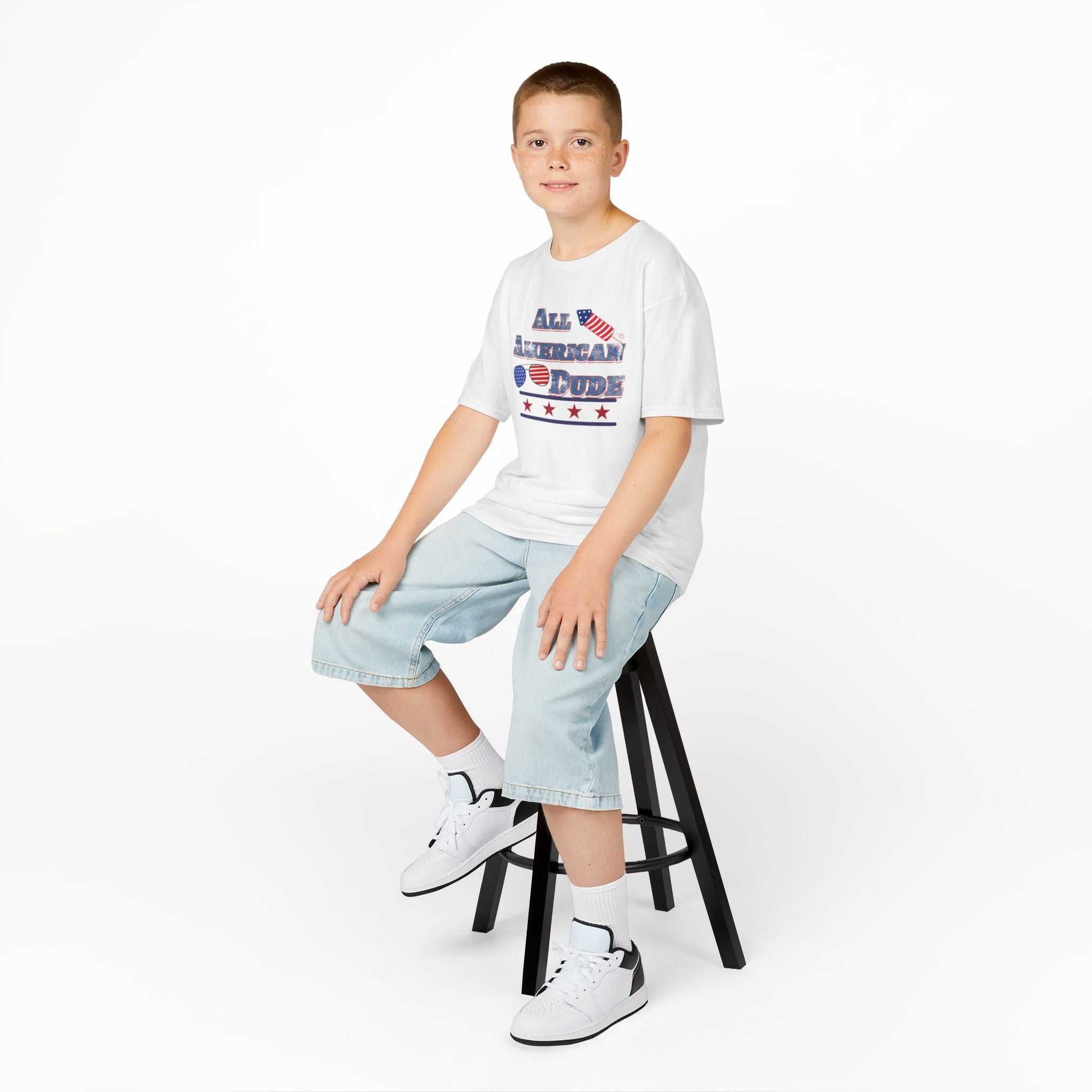 Kids Tee — "All American Dude" Patriotic 4th of July T-Shirt