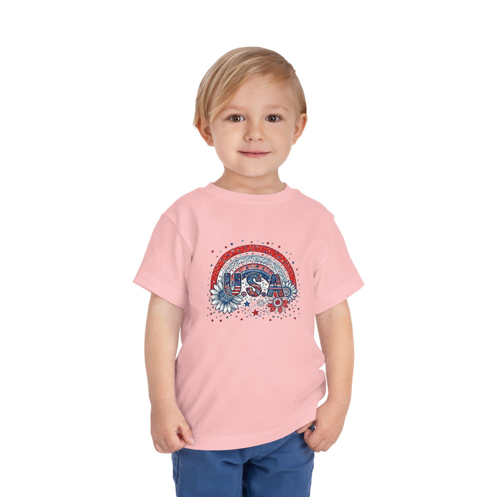 Toddler Tee — USA Rainbow Floral Patriotic 4th of July Shirt