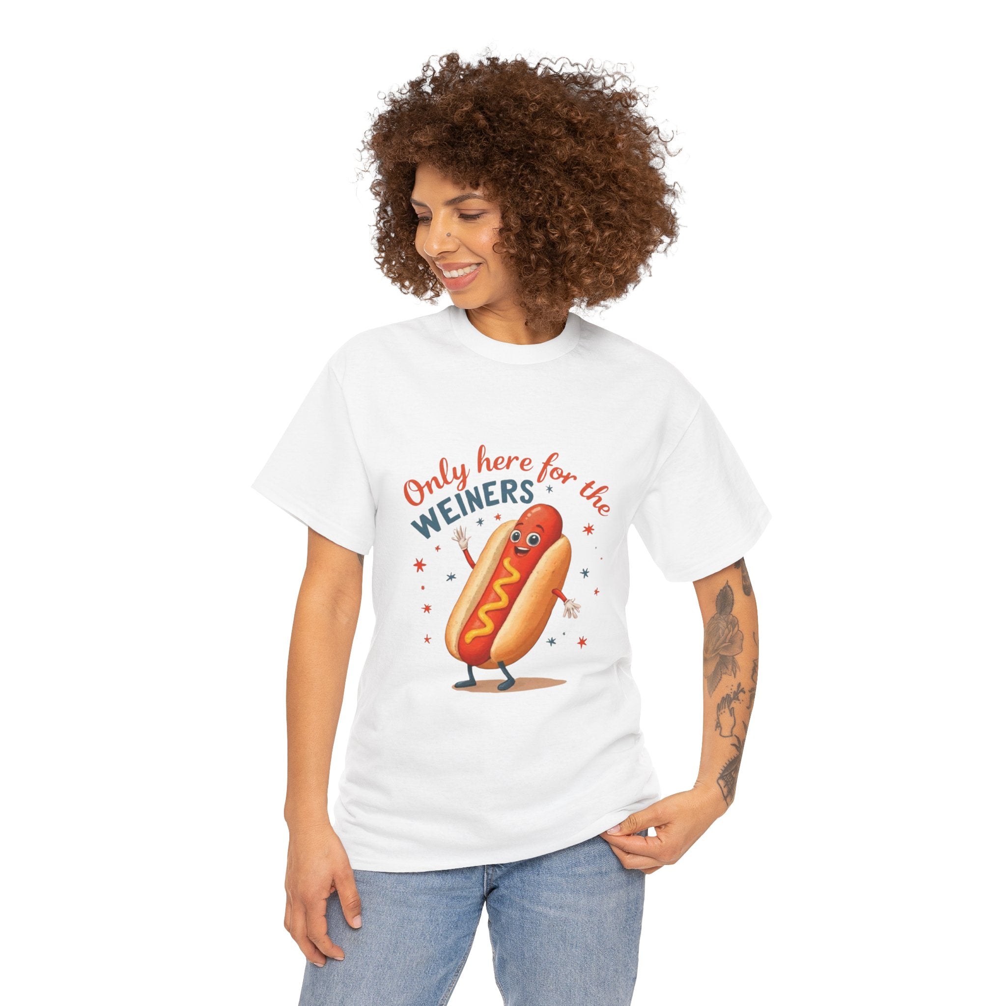 Funny Hot Dog Tee — "Only Here for the Weiners" Graphic T-Shirt