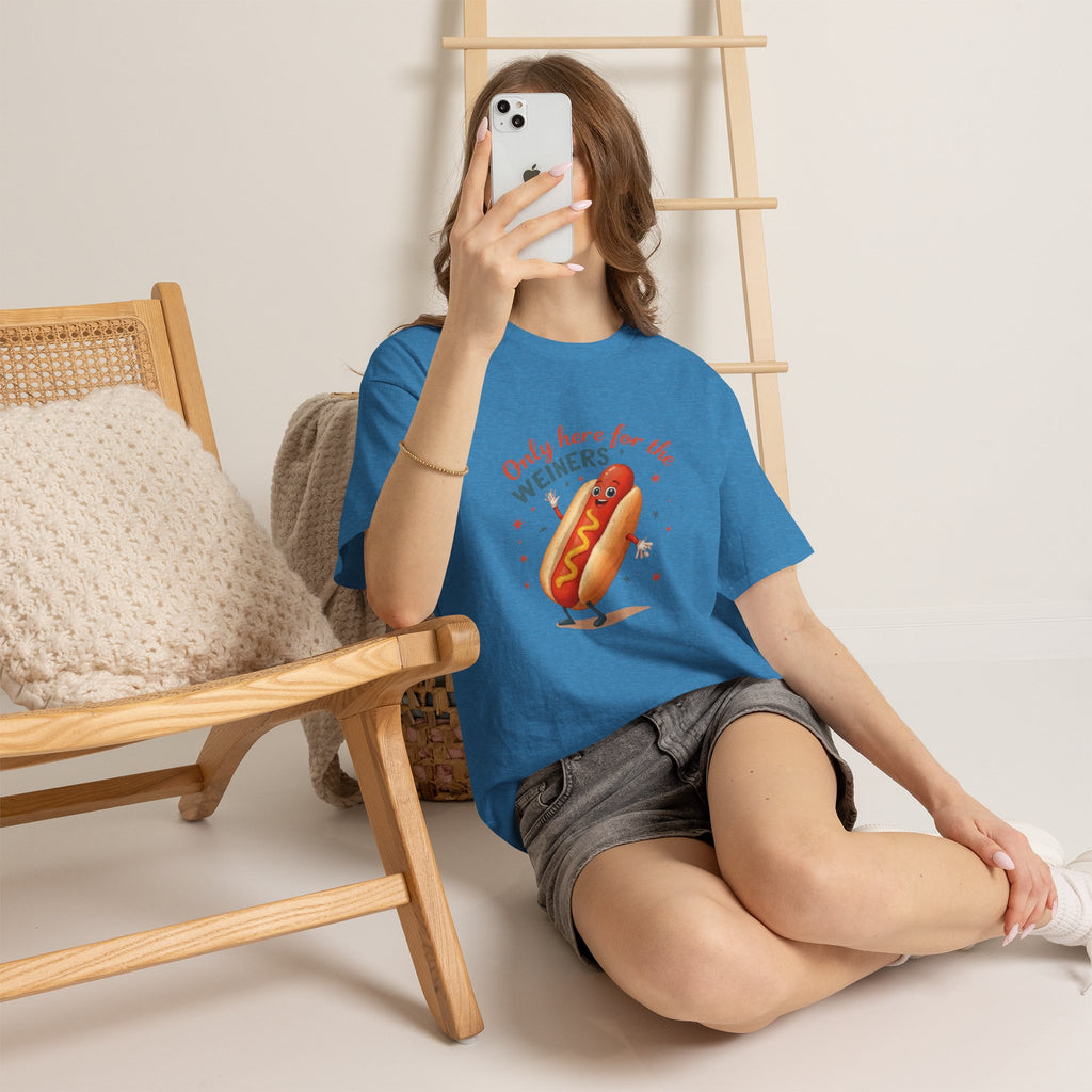 Funny Hot Dog Tee — "Only Here for the Weiners" Graphic T-Shirt