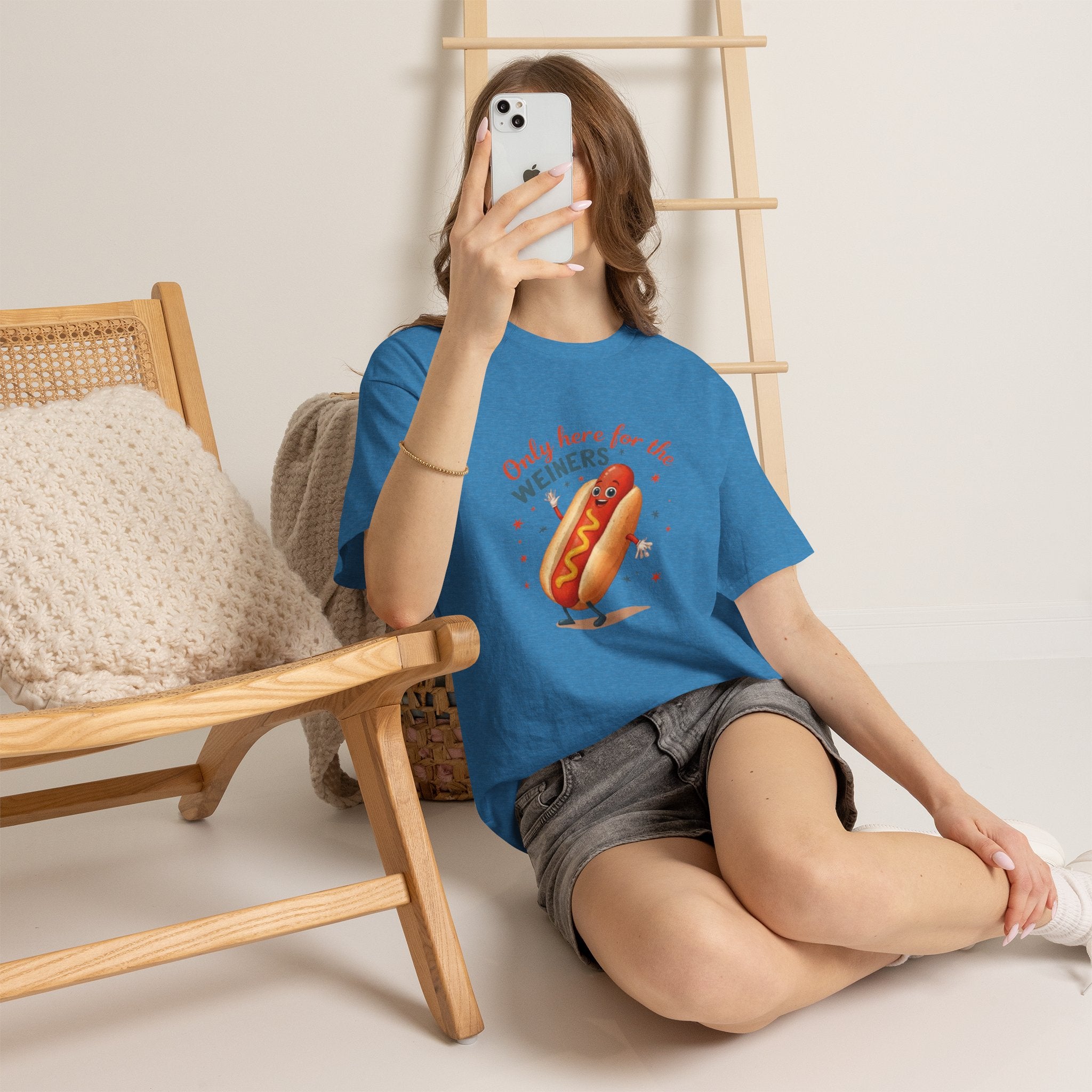 Funny Hot Dog Tee — "Only Here for the Weiners" Graphic T-Shirt