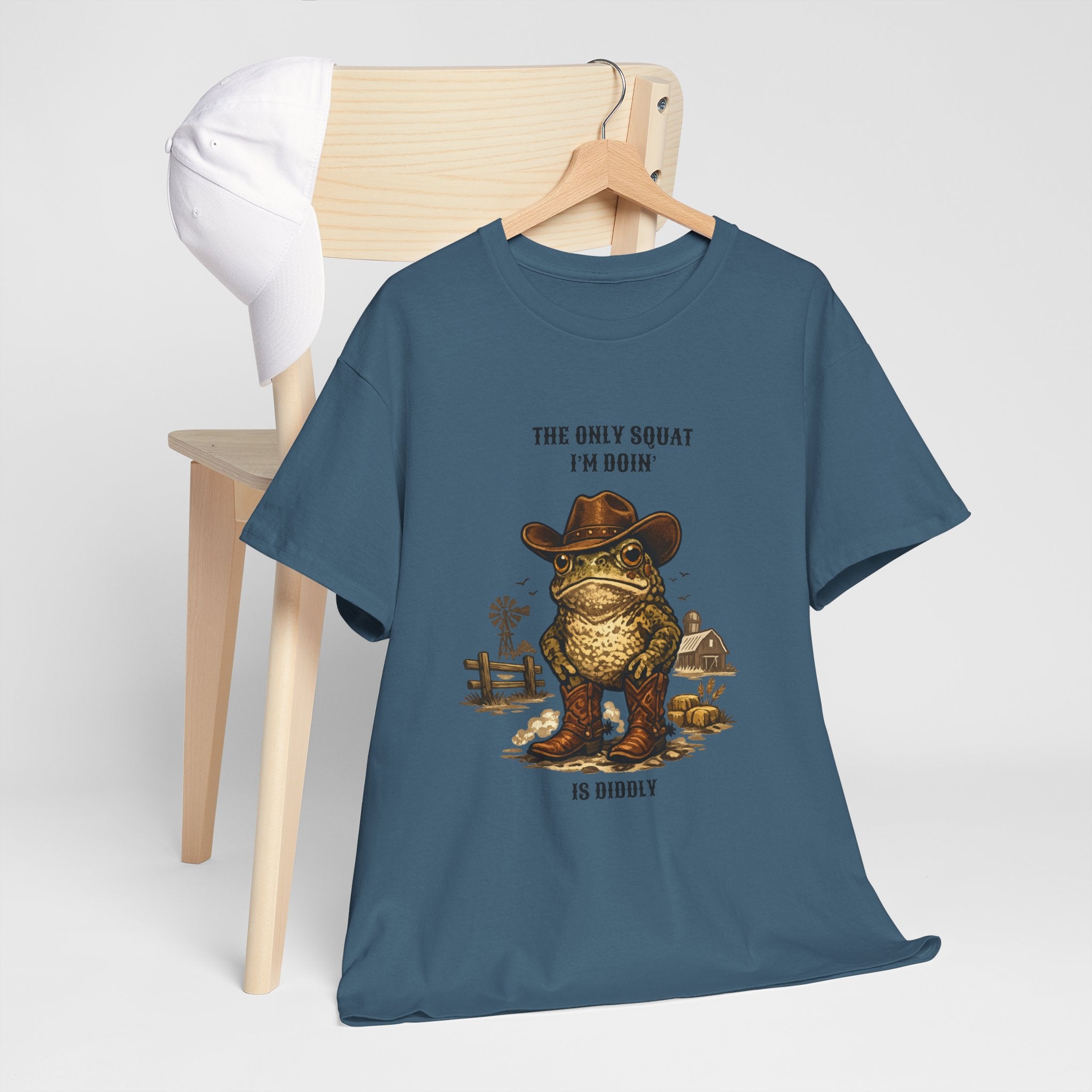 Frog Cowboy Tee — “The Only Squat I’m Doin’ Is Diddle” Funny Western Graphic T-Shirt