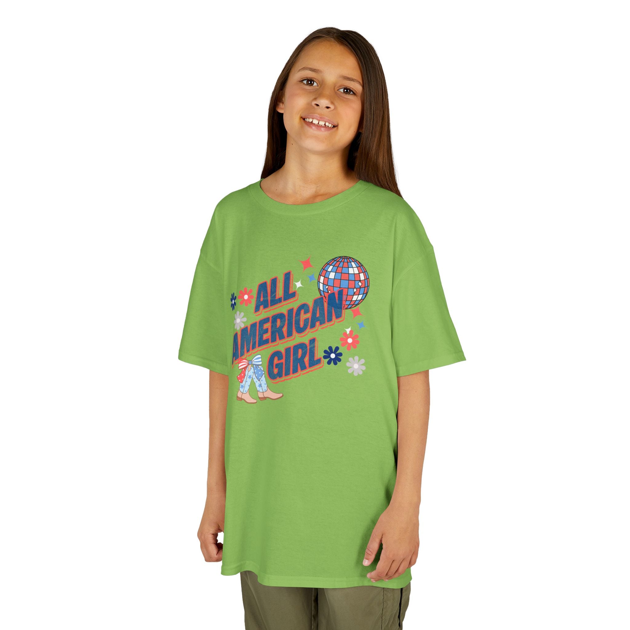 All American Girl Kids T-Shirt — Patriotic 4th of July Tee