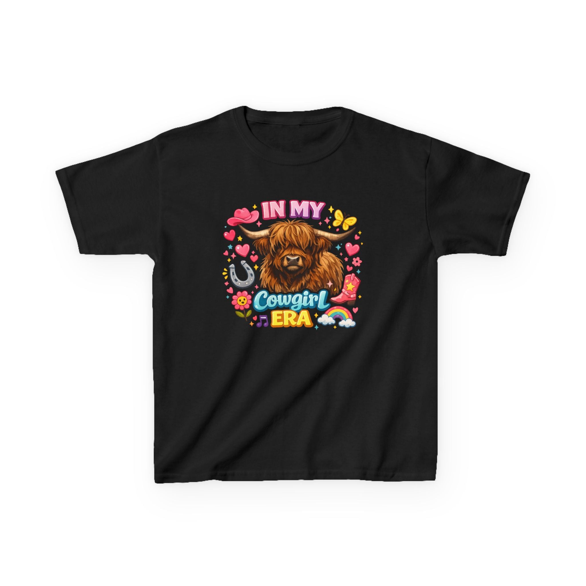 Kids Tee — "In My Cowgirl Era" Highland Cow Graphic