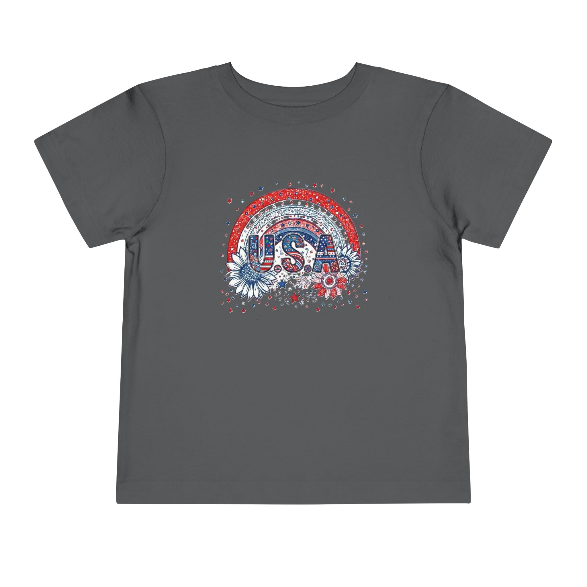 Toddler Tee — USA Rainbow Floral Patriotic 4th of July Shirt