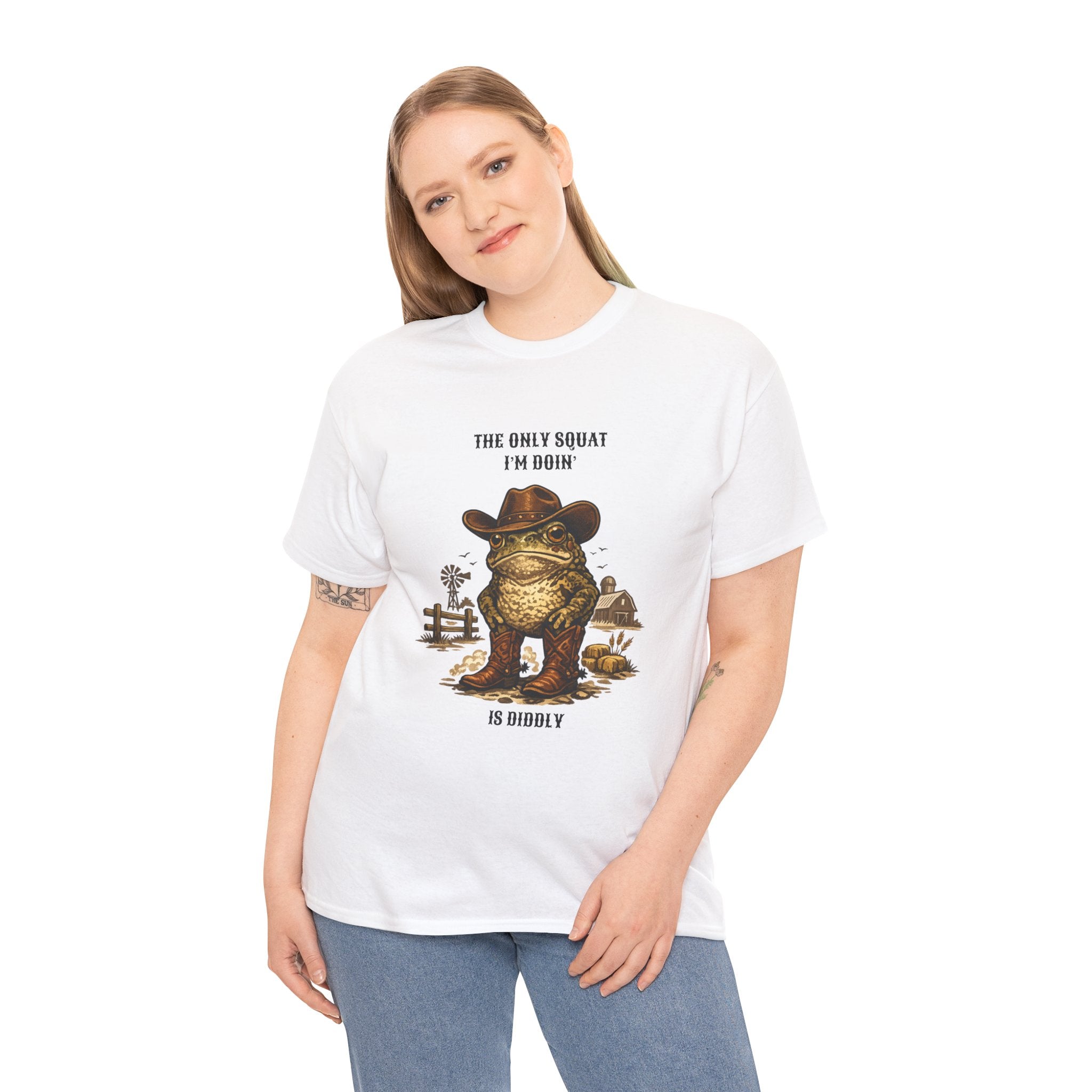 Frog Cowboy Tee — “The Only Squat I’m Doin’ Is Diddle” Funny Western Graphic T-Shirt