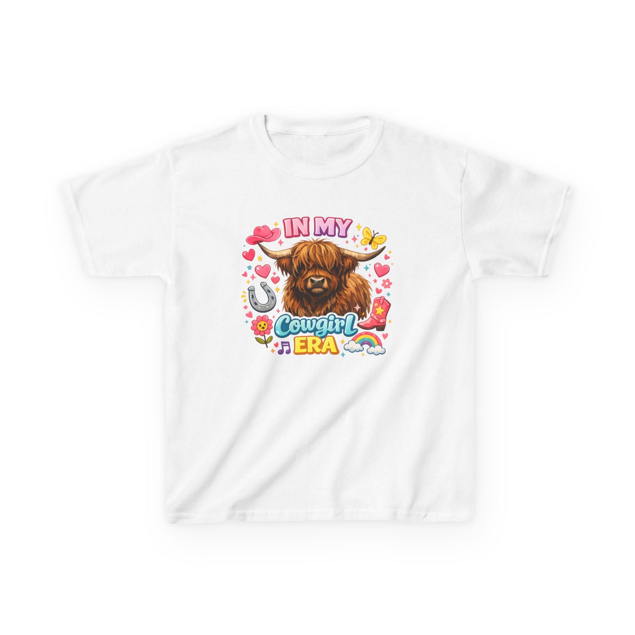 Kids Tee — "In My Cowgirl Era" Highland Cow Graphic