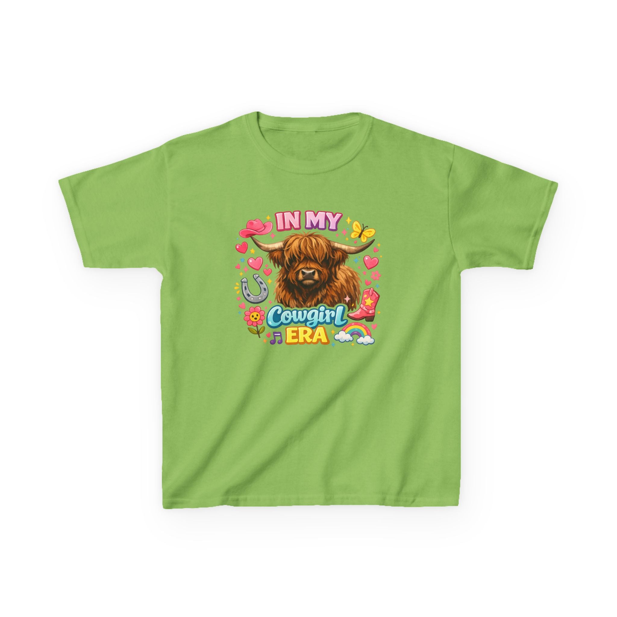 Kids Tee — "In My Cowgirl Era" Highland Cow Graphic