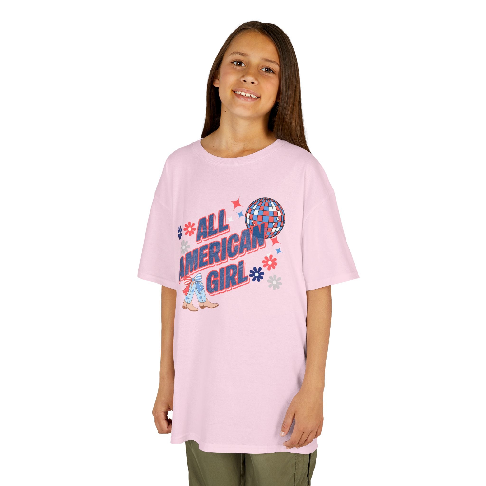 All American Girl Kids T-Shirt — Patriotic 4th of July Tee