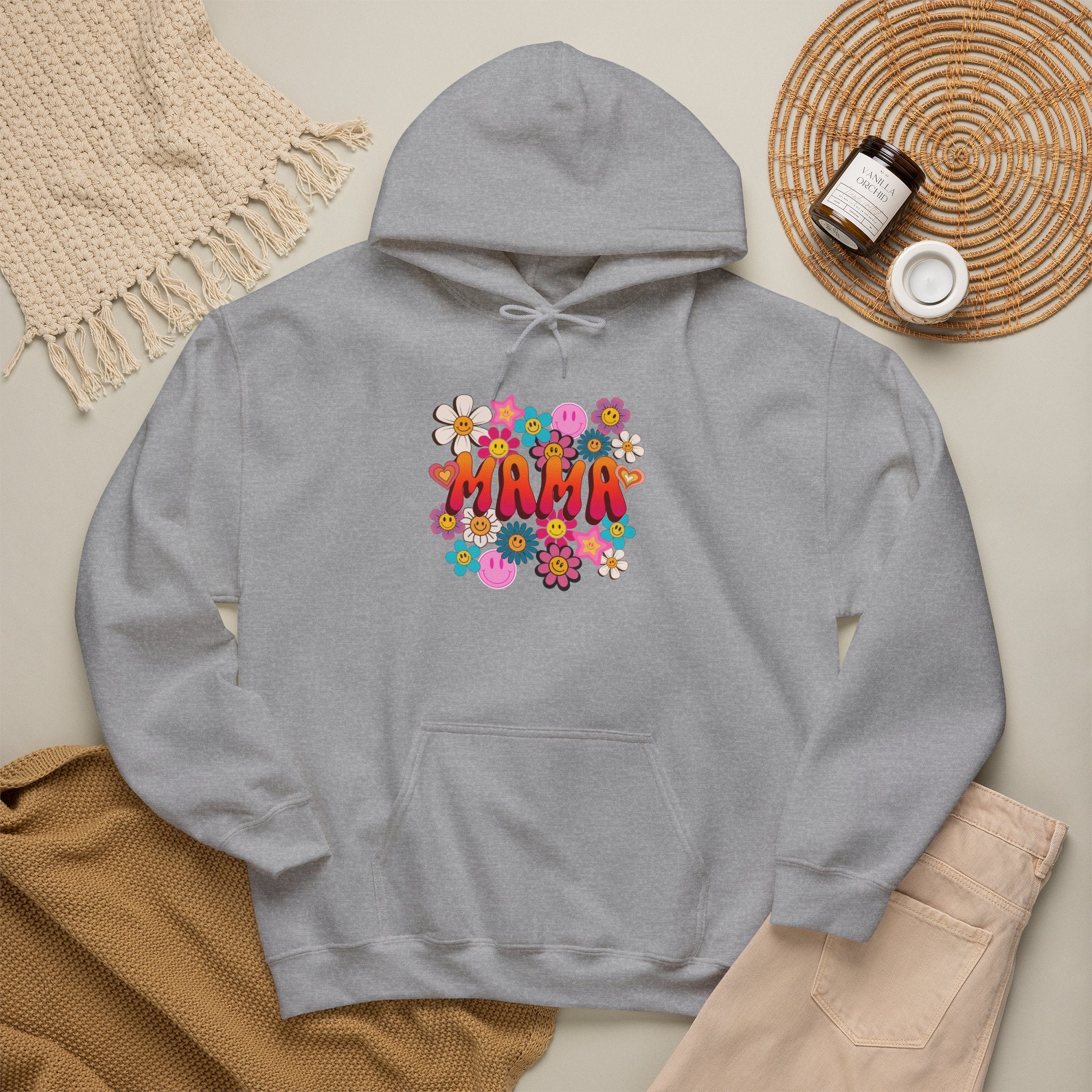 Mama Floral Hoodie — Retro Flower Power "Mama" Sweatshirt